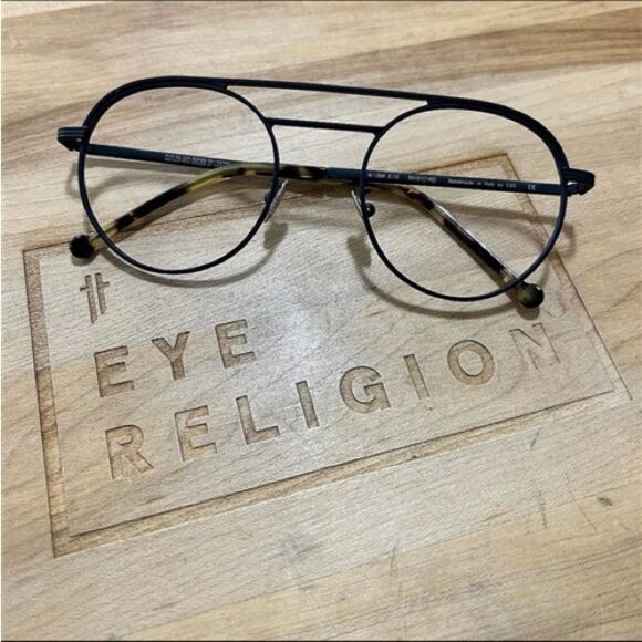 Cutler & Gross 1269 Round Black and Tortoise Glasses - Picture 1 of 2